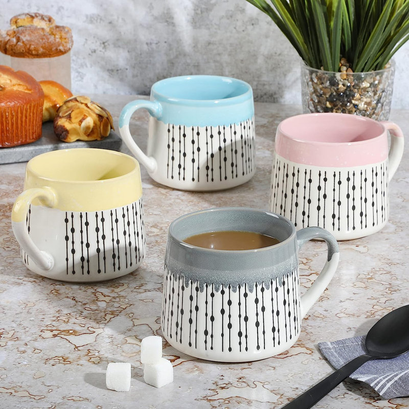 Ensemble de grandes tasses à vent en grès 4 pièces 15 oz Dakota Fields Morning Mist