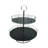 VIP Metal 15.35 in. Black Round Caged Tiers Serving Tray