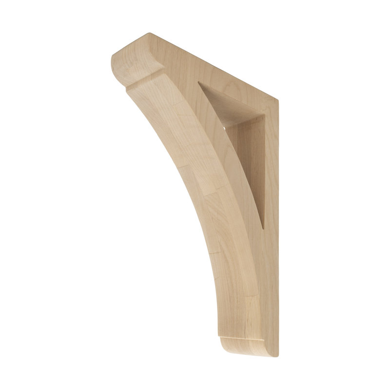 12 in x 2-1/2 in x 8 in Unfinished Medium Solid Traditional Plain Wood Bracket Corbel, Alder