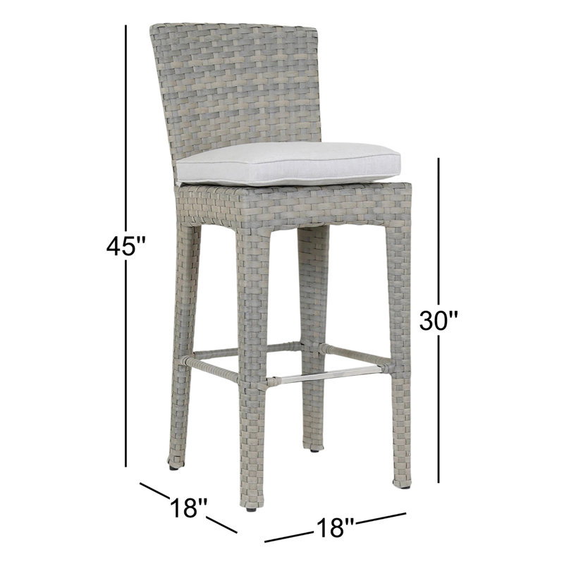 Tabouret de bar 30 po avec coussin Majorca, Argent coulé Sunbrella®