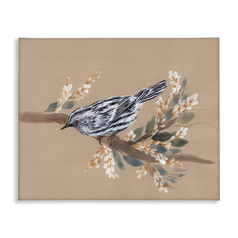 Oiseau sur toile délicate, par Cady, H 16 po x l 20 po