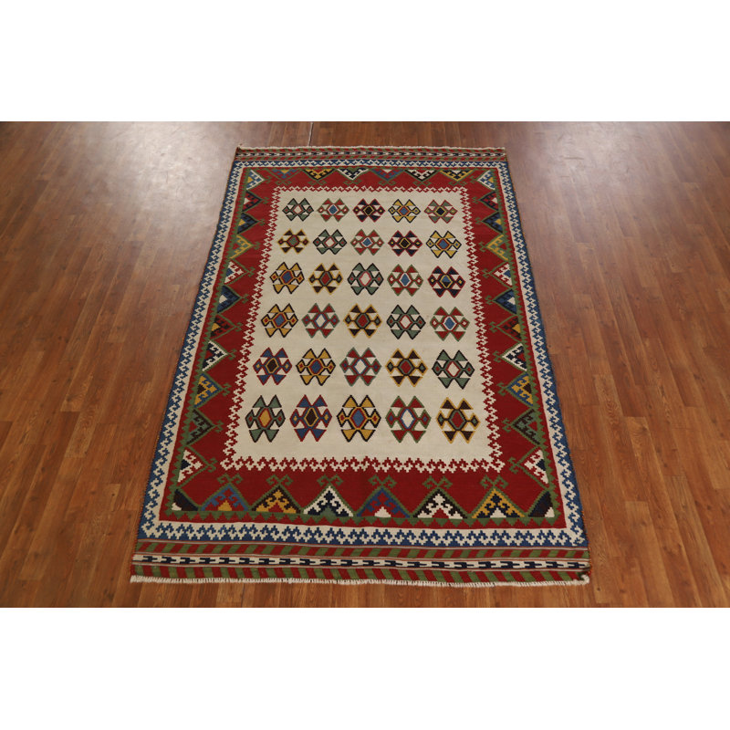 Tapis kilim en laine à tissage plat 5 x 8