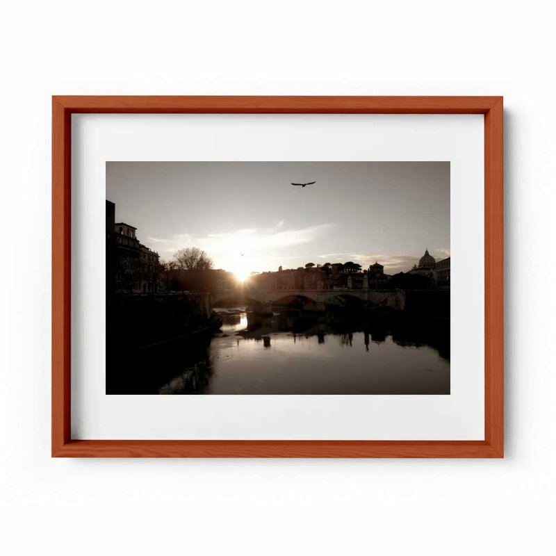 Tiber Sunset Print by Joseph Regan, 22" H x 26" W x 0.75" D, Cherry