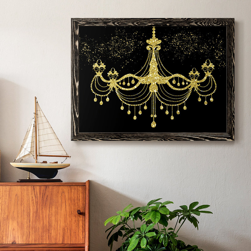 Golden Chandelier, reproduction sur toile encadrée, Noir, H 26 po x l 38 po x P 1,5 po