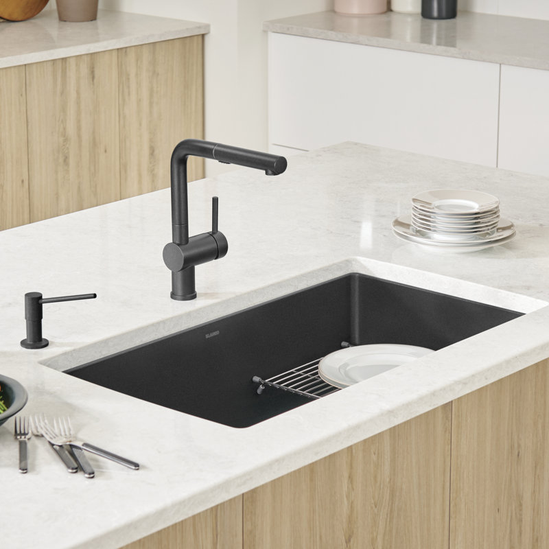 Precis SILGRANIT 32" L X 19" W Super Single Undermount Kitchen SInk, Anthracite