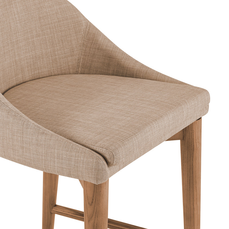 Tabouret de comptoir et de bar Prescott, Brun clair, Tabouret de comptoir (siège d'une hauteur de 26,4, Noyer brun