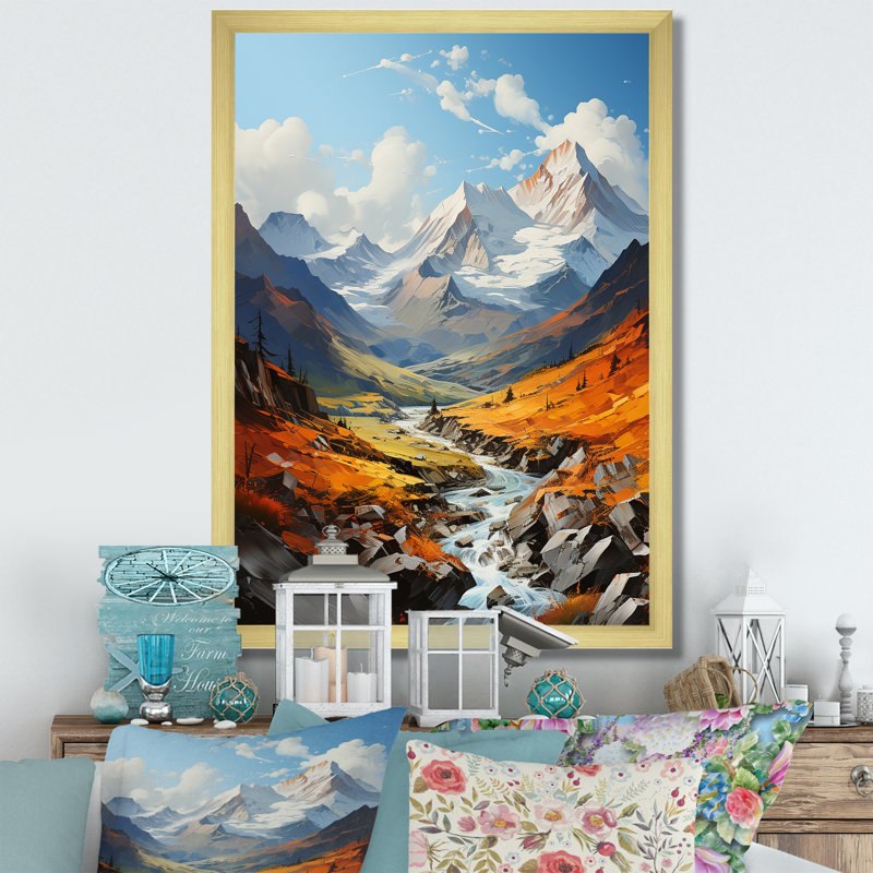 Baeden Orange Bluw Mountains, Cadre photo doré, H 44 po x l 34 po x P 1,5 po
