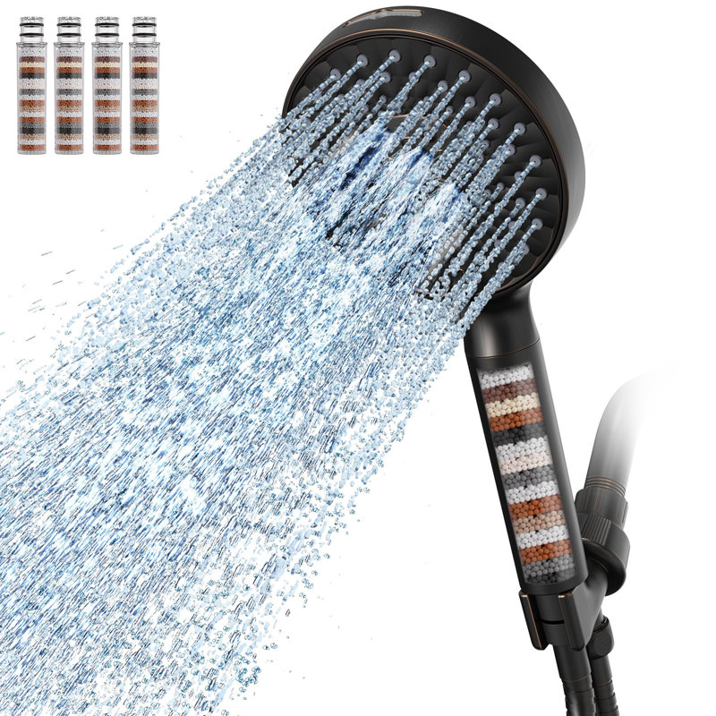 Pomme de douche filtrée avec 4 filtres, Bronze frotté à l'huile