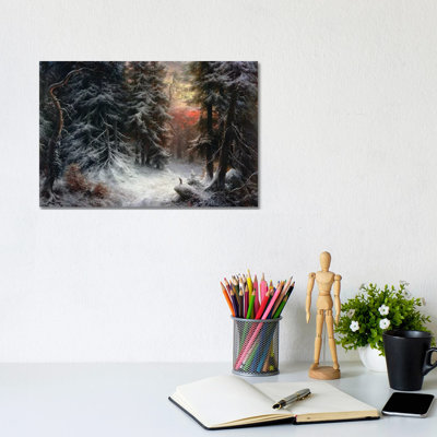 Scène de neige dans la forêt noire, 19e siècle - Giclée sur toile tendue avec châssis