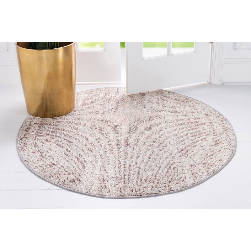 Enderson Ikat Indoor Rug, Round 7'