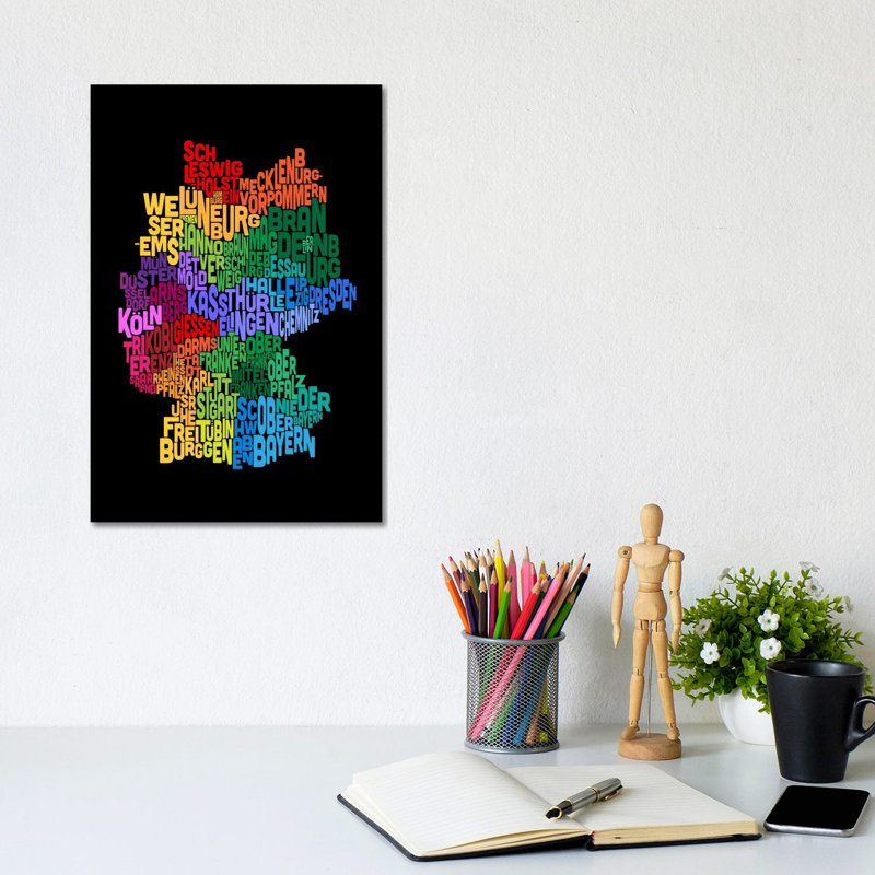 Text Map Of Germany II by Michael Tompsett - Wrapped Canvas Print, 20.32 cm H x 30.48 cm W