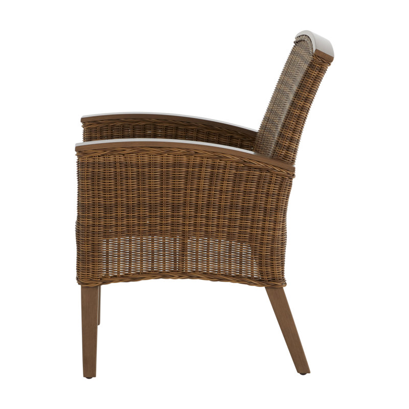 Astoria Patio Dining Armchair with Cushions, Raffia/Oak, Rollo Silver, Welt
