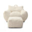 Chaise longue Giant Fluffy Plush Bean Bag avec accoudoirs et repose-pieds de salon - beige