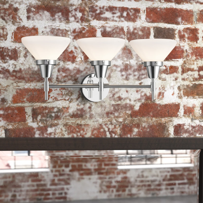 Gayle 3 - Light Dimmable Vanity Light, White, 4 Watt Vintage LED Bulb, Polished Chrome