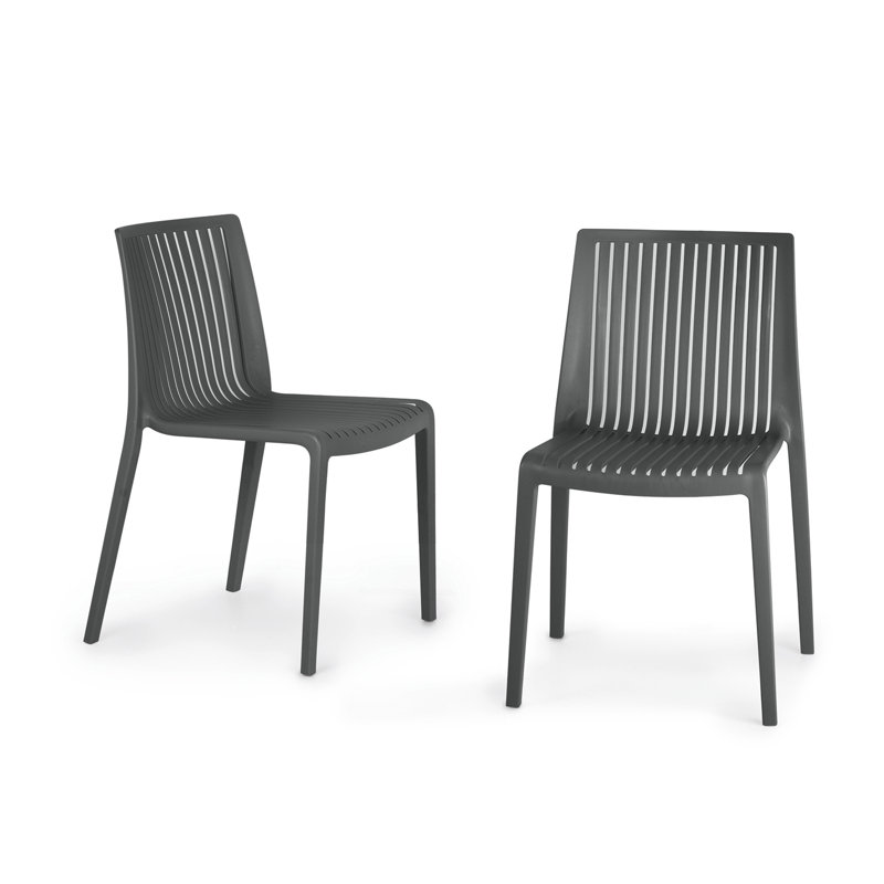 Ensemble de 2 chaises d'appoint de salle à manger d'extérieur Modern, Gris
