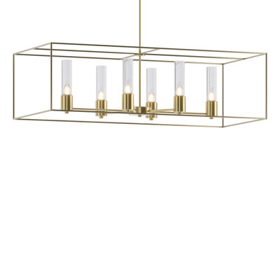 Luminaire suspendu linéaire à 6 lumières pour îlot de cuisine Portico