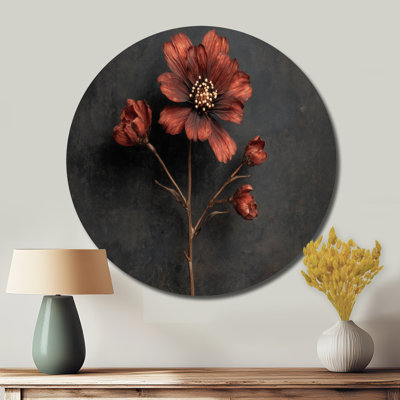 Délicat lys péruvien - art mural floral rond en métal