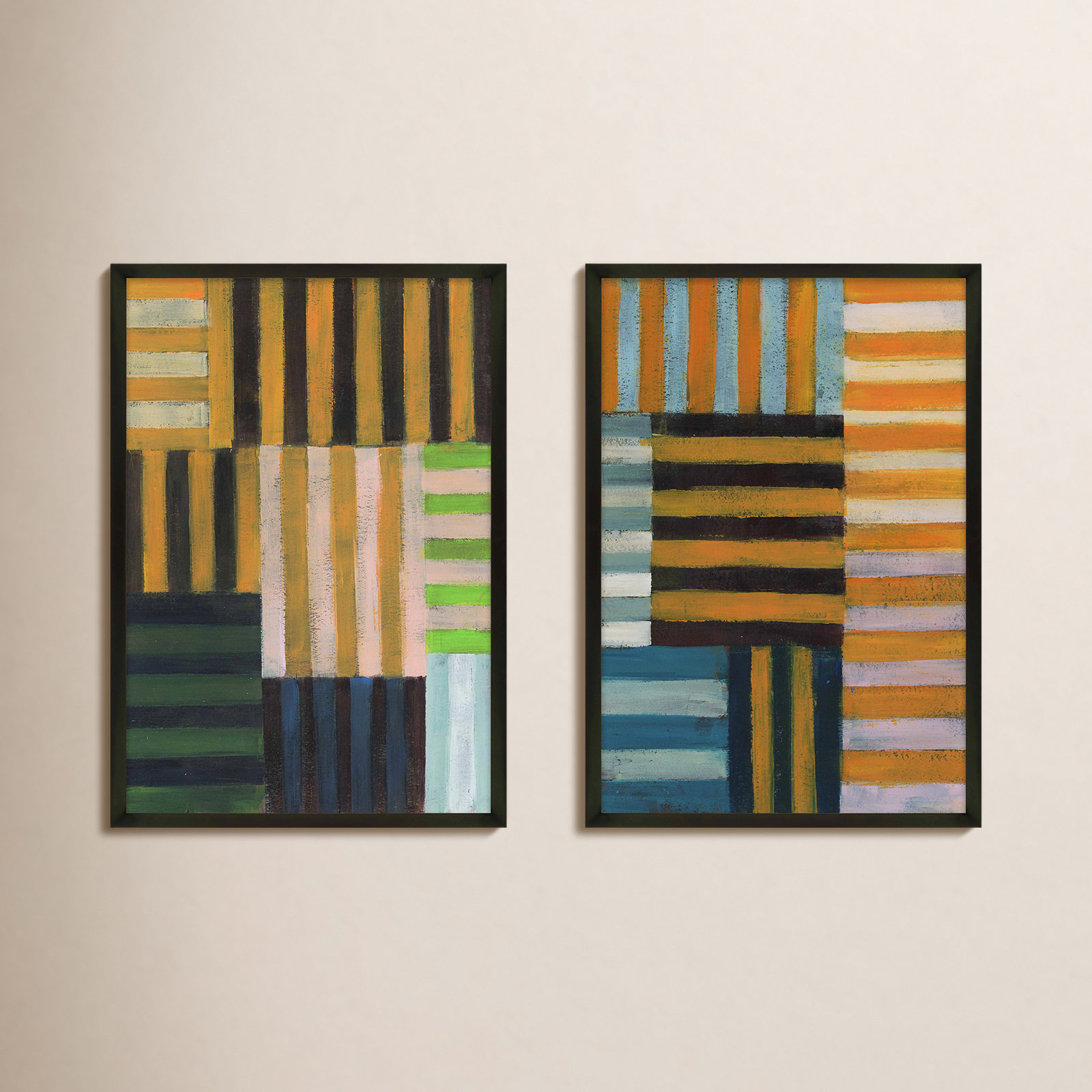 Give-and-Take 2-Piece Print Set, 20" H x 16" W, Black, Framed Print Paper without Mat