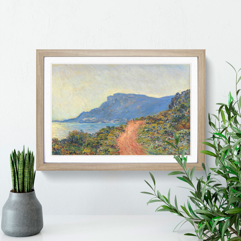 La Corniche Near Monaco by Claude Monet - Framed Print, 65cm H x 90cm W x 2cm D, Oak Framed