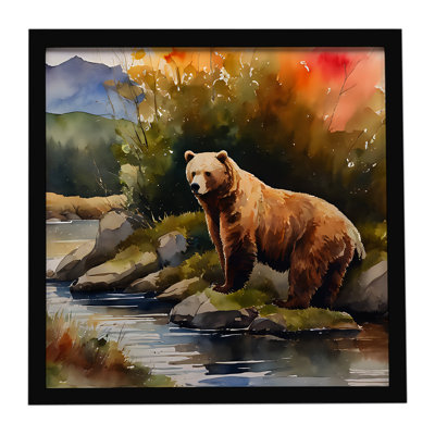 Ours Kodiak, impression sur métal encadrée