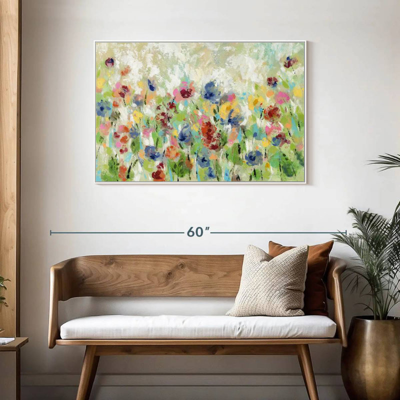 Fleurs de printemps au printemps I, Cadre flottant blanc, 43 po x 29 po