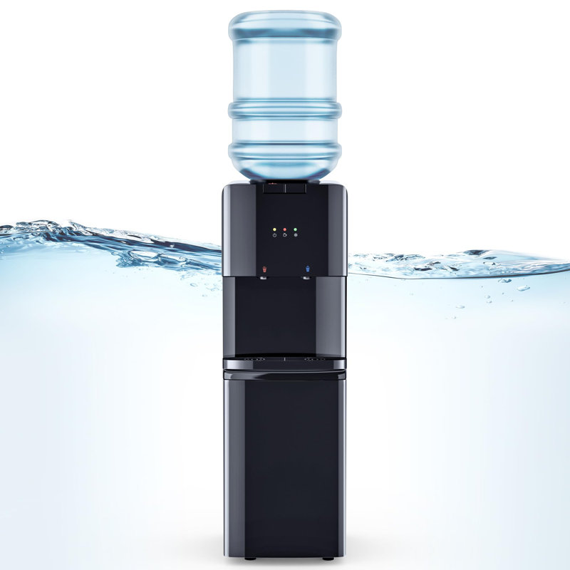 Distributeur de refroidisseur d'eau à chargement par le bas pour bouteilles de 3 ou 5 gallons - 3 températures avec jets d'eau chaude, d'ambiance et d'eau froide, verrou de sécurité pour enfants, acier inoxydable, affichage à DEL avec alerte de boute
