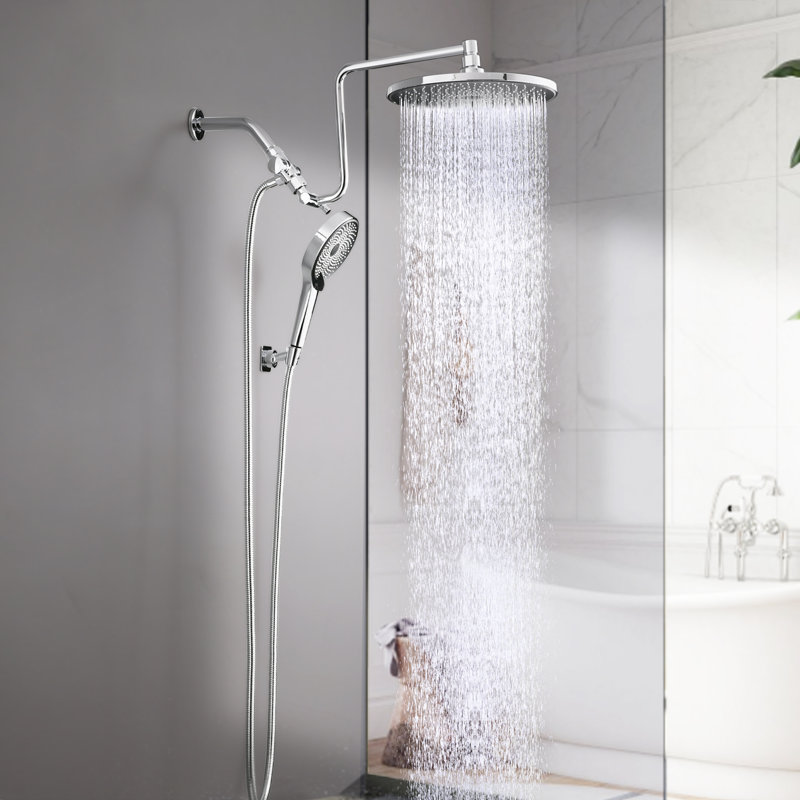 High Pressure 10" Rain Shower Head with Handheld Spray Combo, Chrome Plated