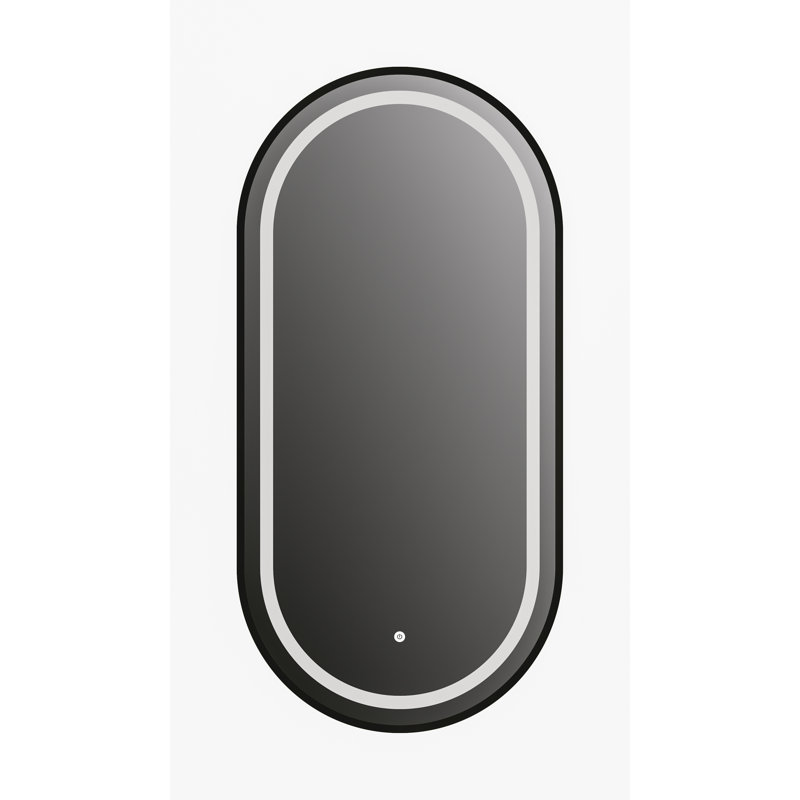 Ryckman Metal Oval Wall Mirror, Black