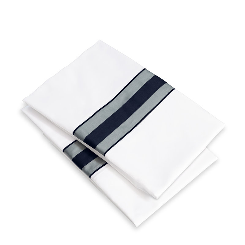 Dimora Pillow Case, Standard Pillowcase, White/Midnight Blue