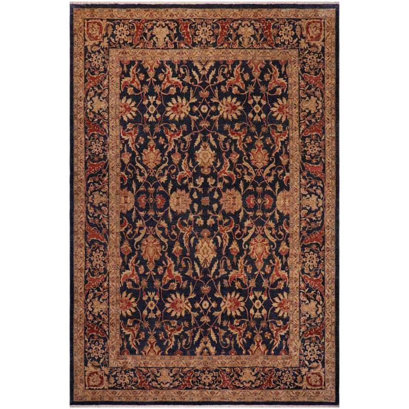 Tapis unique bleu / rouge / brun des années 1990 de 9 pi 6 po x 11 pi 4 po Kellyanna par Arshs Fine Rugs