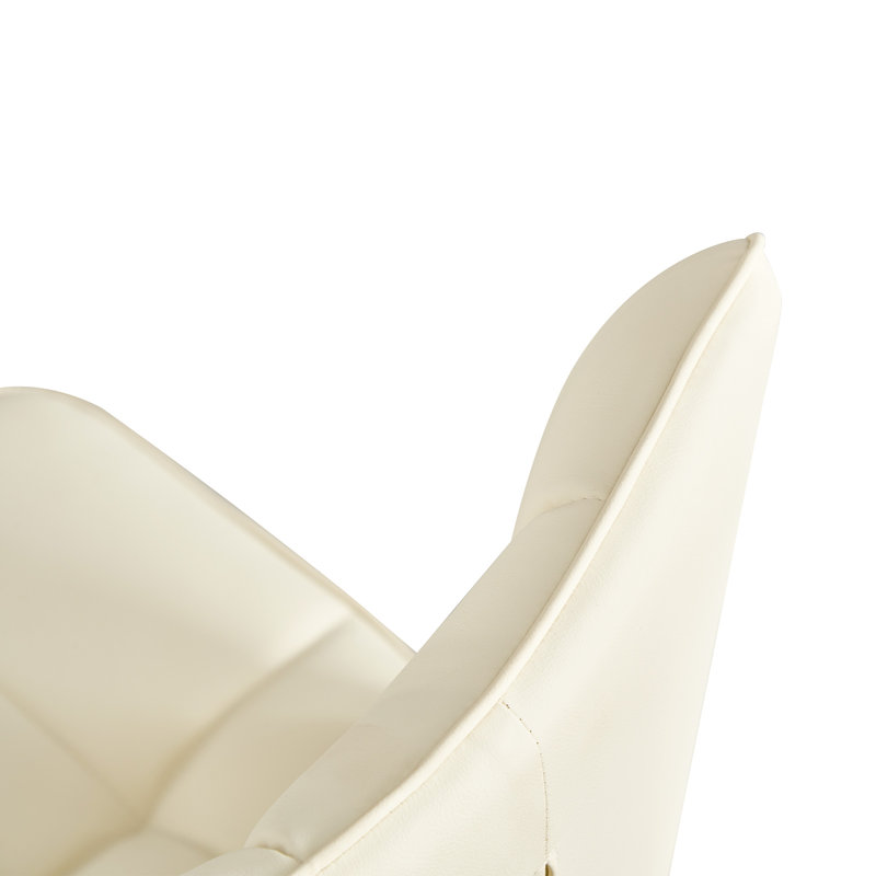 Raffertie 19.6" H PU Leather Upholstered Modern Dining Chairs With Black Metal Frame and Checker-Shaped Backerst, Cream, 4