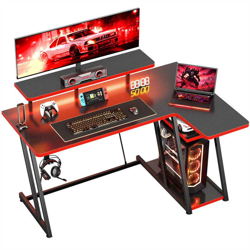 L-Shaped Metal Base Computer Desk