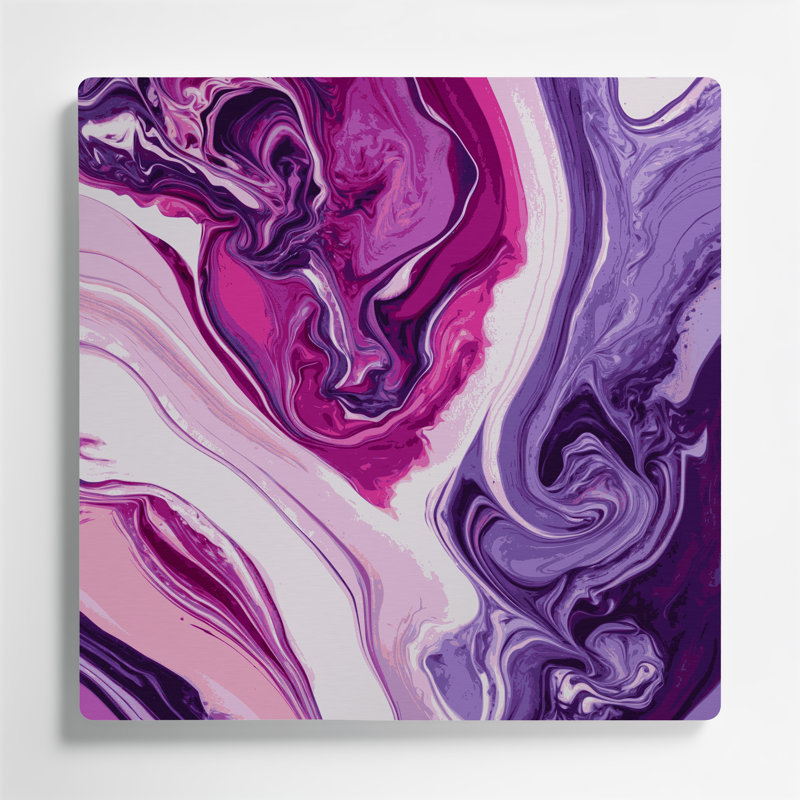 Abstrait art fluide, art mural mauve en métal 70, H 12 po x l 12 po
