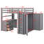 Lit mezzanine avec tiroirs, bureau et garde-robe-586314113