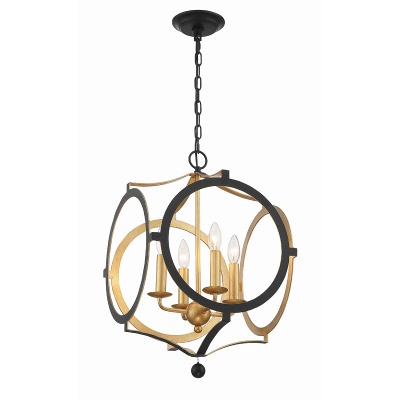 Annabel 4 - Light Dimmable Square / Rectangle Chandelier, Black/Gold