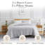 Literie réversible Southshore Fine Linens à motif géométrique gris, en microfibre doublement brossée 100 g/m², fermeture éclair et attaches aux coins, 1 housse de couette et 2 taies d'oreiller, taille grand/grande-130506652-67971149
