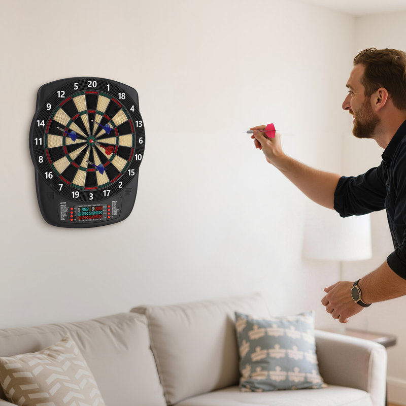 Jeu de fléchettes électronique, cible de 13,5 po avec 43 jeux et plus de 200 variations pour jusqu'à 8 joueurs, 6 fléchettes avec volées et 50 pointes douces, écran de pointage ACL couleur pour les salles de jeux