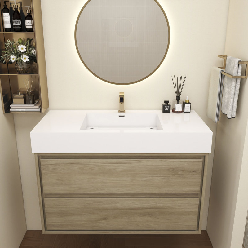 Base de meuble-lavabo Victoria seulement, Chêne blanc