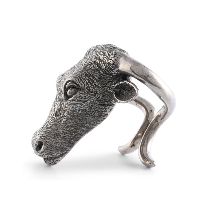 Western Frontier Pewter Steer Head Napkin Ring