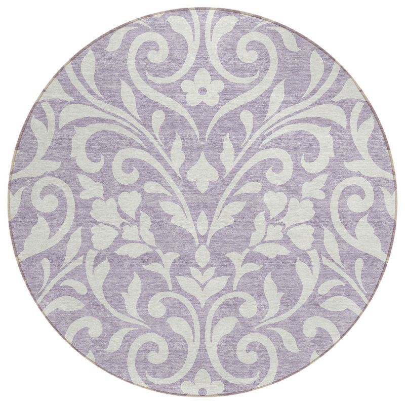 Tapis rond lavable et ivoire 8 po