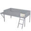 Lit mezzanine en bois avec bureau et DEL, gris-1964640333