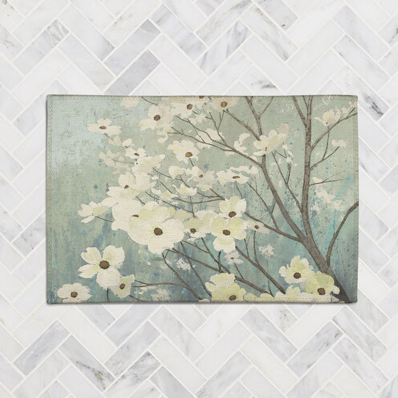 Dogwood Blossoms Chenille Floral Indoor Rug, Rectangle 4' x 6'
