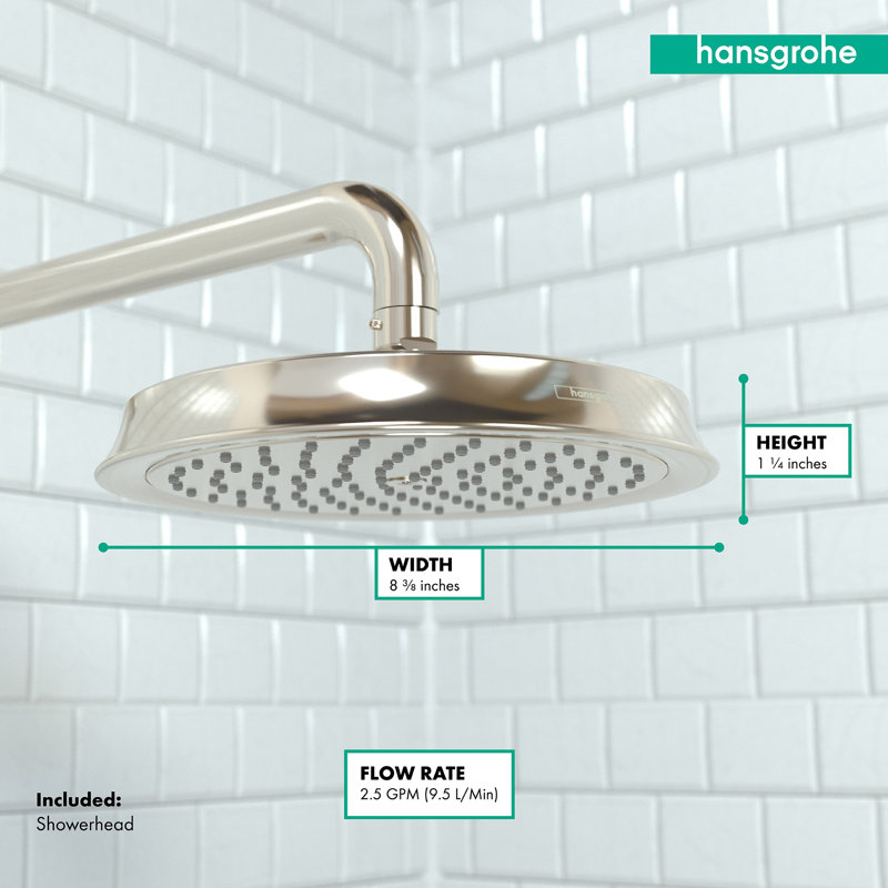 Raindance C 180 Rain Shower Head, Polished Nickel