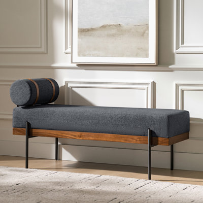Michalak 48'' W  Industrial Bench with Pillow and Solid Wood Frame
