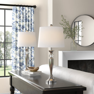 Labbe 27.5'' Crystal/Nickel Table Lamp Set