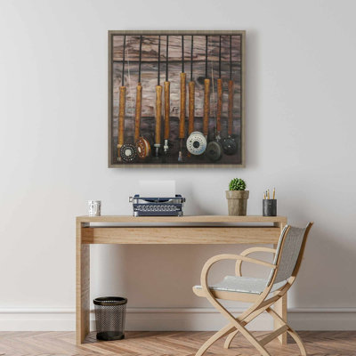 Fishing Rods on Wood Canvas | Rustic Framed Home Decor