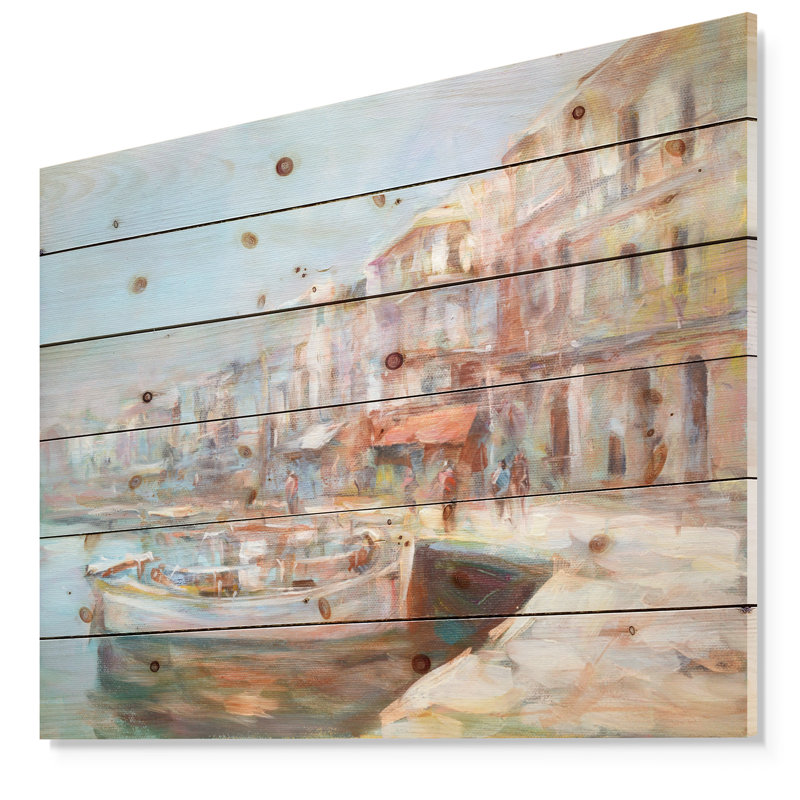 « five old fishing bateaus », impression, H 15 po x l 20 po x P 1 po, Bois