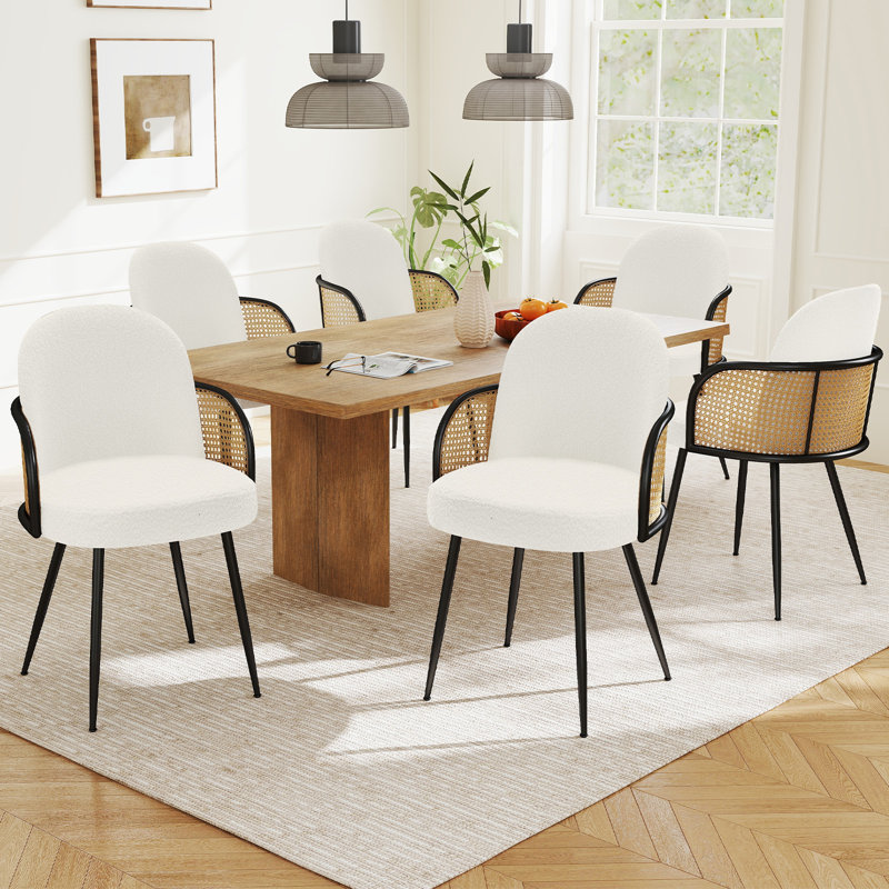 Chaise rembourrée Boucle, Blanc, 6