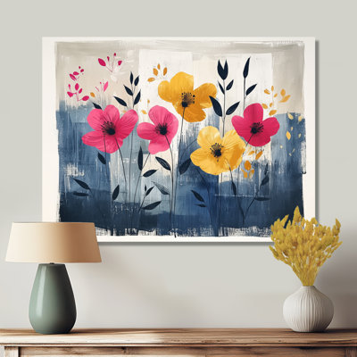 Watercolor Poppies And Wild Flowers - Poppy Framed Canvas Print