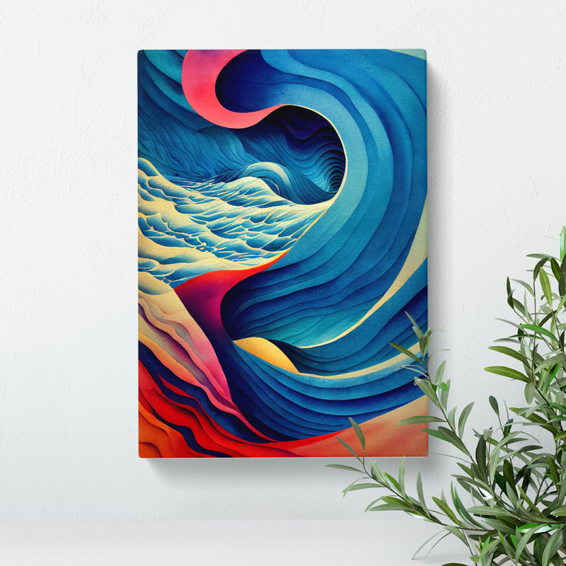 XC1022-1693X Contemporary Ocean Wave Art No.2 Abstract - Wrapped Canvas Print, 50cm H x 35cm W x 3cm D